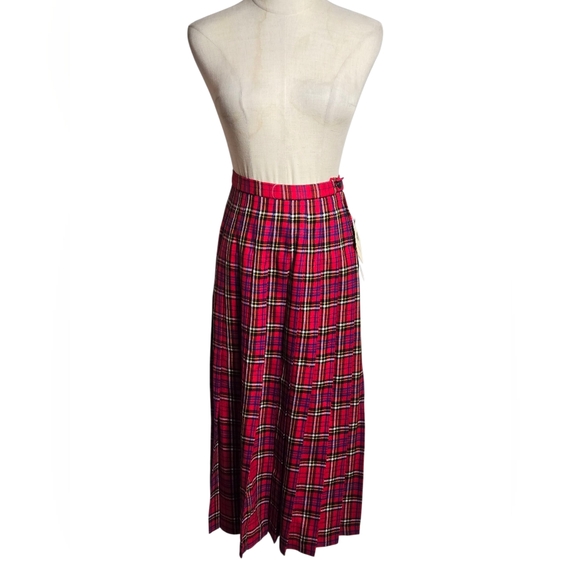 Pendleton Plaid Red Women's Vintage Pleated Midi Skirt NWT - Picture 1 of 7